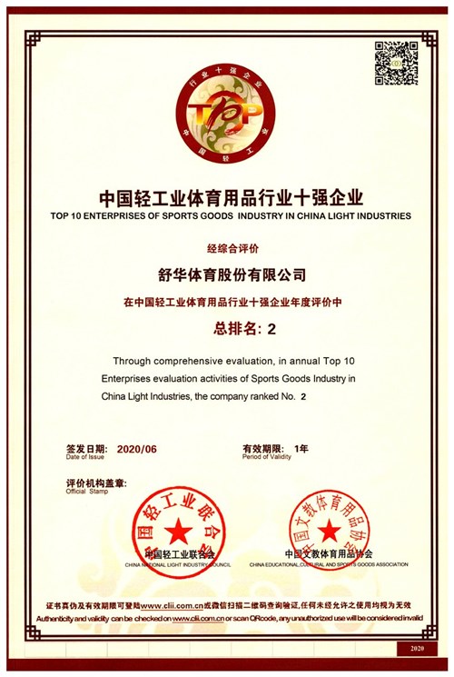 中國輕工業體育用品行業十強企業